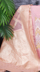 Pink and Gold Tissue Silk Pearl Embroidery Pattern Designer Salwar